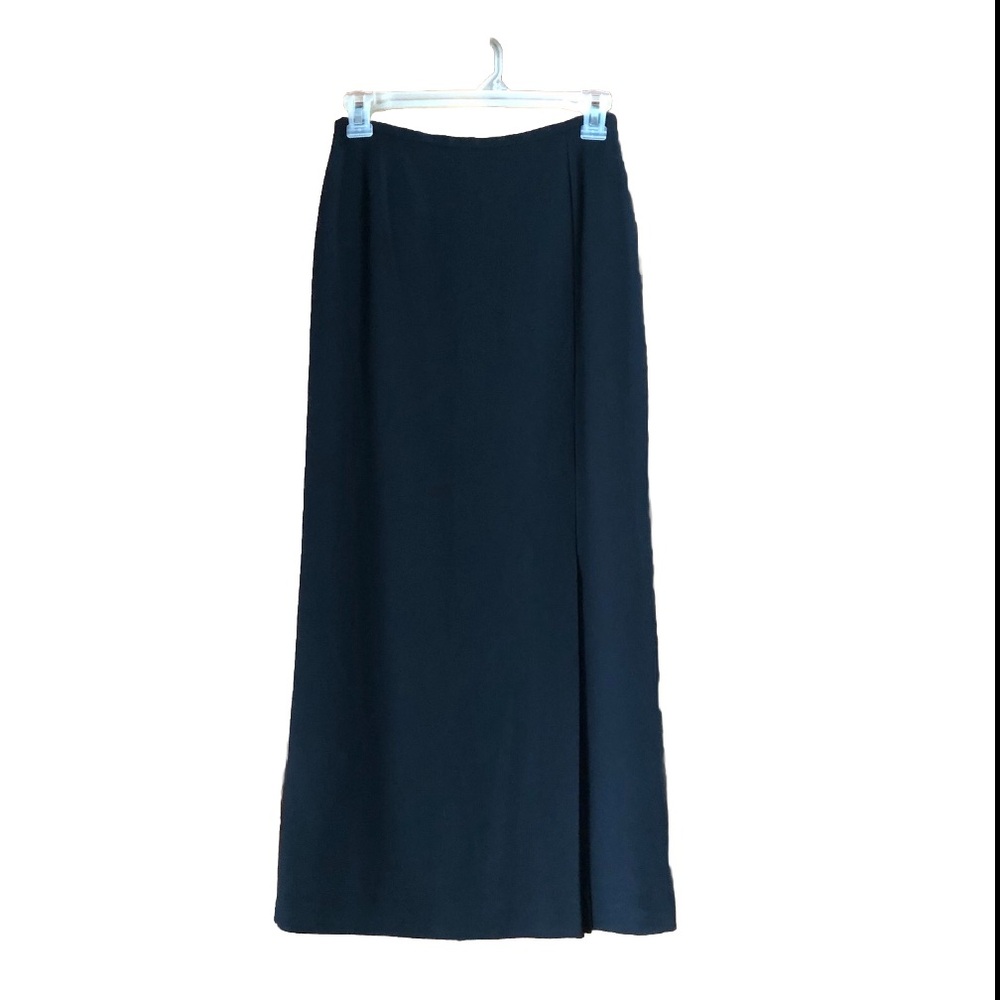 Vintage Ann Tjian for KENAR Crepe Straight Pencil Skirt Slit Black - 4
